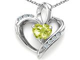 Tommaso Design™ Heart Shape 6mm Genuine Lemon Quartz and Diamond Pendant