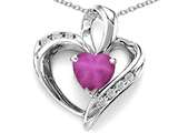 Tommaso Design™ Heart Shape 6mm Created Star Ruby and Diamond Pendant