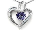 Tommaso Design™ Heart Shape 6mm Simulated Alexandrite and Diamond Pendant