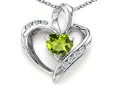 Tommaso Design™ Heart Shape 6mm Genuine Peridot and Diamond Pendant