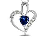 Tommaso Design™ Heart Shape 6mm Lab Created Sapphire and Diamond Pendant