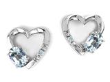 Tommaso Design™ Genuine Aquamarine and Diamond Heart Earrings