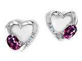 Tommaso Design™ Genuine Rhodolite and Diamond Heart Earrings