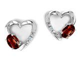 Tommaso Design™ Genuine Garnet and Diamond Heart Earrings