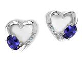 Tommaso Design™ Genuine Iolite and Diamond Heart Earrings