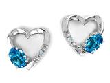 Tommaso Design™ Genuine Blue Topaz and Diamond Heart Earrings