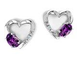 Tommaso Design™ Genuine Amethyst and Diamond Heart Earrings