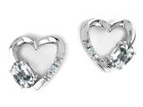 Tommaso Design™ Genuine White Topaz and Diamond Heart Earrings