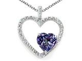 Tommaso Design™ Heart Shape 6 mm Simulated Alexandrite and Diamond Pendant