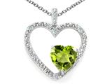 Tommaso Design™ Heart Shape 6 mm Genuine Peridot and Diamond Pendant