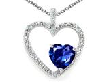 Tommaso Design™ Heart Shape 6 mm Created Sapphire and Diamond Pendant