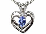 Tommaso Design™ Genuine Tanzanite and Diamond Heart Pendant