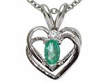 Tommaso Design™ Genuine Emerald and Diamond Heart Pendant