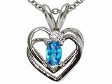 Tommaso Design™ Genuine Blue Topaz and Diamond Heart Pendant