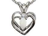 Tommaso Design™ Genuine Opal and Diamond Heart Pendant