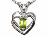 Tommaso Design™ Genuine Peridot and Diamond Heart Pendant