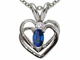 Tommaso Design™ Genuine Sapphire and Diamond Heart Pendant