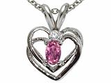 Tommaso Design™ Genuine Pink Tourmaline and Diamond Heart Pendant