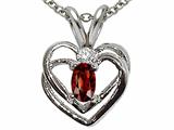 Tommaso Design™ Genuine Garnet and Diamond Heart Pendant