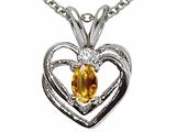 Tommaso Design™ Genuine Citrine and Diamond Heart Pendant