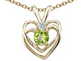 Tommaso Design™ Genuine Peridot and Diamond Heart Pendant