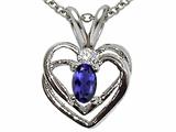 Tommaso Design™ Genuine Iolite and Diamond Heart Pendant