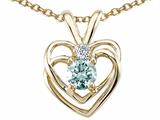 Tommaso Design™ Genuine Aquamarine and Diamond Heart Pendant