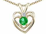 Tommaso Design™ Genuine Emerald and Diamond Heart Pendant
