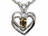 Tommaso Design™ Genuine Smoky Quartz and Diamond Heart Pendant