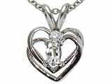 Tommaso Design™ Genuine White Topaz and Diamond Heart Pendant