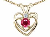 Tommaso Design™ Genuine Ruby and Diamond Heart Pendant