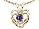 Tommaso Design™ Simulated Alexandrite And Genuine Diamond Heart Pendant