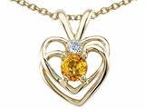 Tommaso Design™ Genuine Citrine and Diamond Heart Pendant