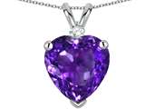 Tommaso Design™ Genuine Amethyst and Diamond Heart Pendant