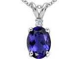 Tommaso Design™ Oval 8x6mm Genuine Iolite and Diamond Pendant