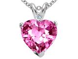 Tommaso Design™ 8mm Heart Created Pink Sapphire and Genuine Diamond Pendant