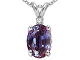 Tommaso Design™ Oval 8x6mm Simulated Alexandrite And Genuine Diamond Pendant