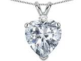 Tommaso Design™ Heart Shape 8mm Genuine White Topaz and Diamond Heart Pendant