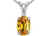 Tommaso Design™ Oval 8x6mm Genuine Citrine and Diamond Pendant