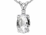 Tommaso Design™ Oval 8x6mm Genuine White Topaz and Diamond Pendant