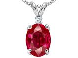 Tommaso Design™ Oval 8x6mm Created Ruby and Genuine Diamond Pendant