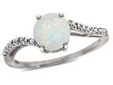 Tommaso Design™ Round 7mm Genuine Opal and Diamonds Bypass Ring