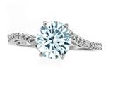Tommaso Design™ Round 7mm Genuine Aquamarine and Diamonds Bypass Ring
