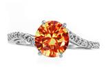 Tommaso Design™ Round 7mm Simulated Orange Sapphire and Diamonds Bypass Ring