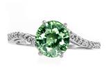 Tommaso Design™ Round 7mm Simulated Green Sapphire and Diamonds Bypass Ring