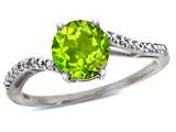 Tommaso Design™ Round 7mm Genuine Peridot and Diamonds Bypass Ring