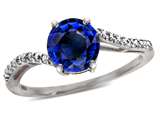 Tommaso Design™ Round 7mm Created Sapphire and Diamonds Bypass Ring