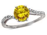 Tommaso Design™ Round 7mm Genuine Citrine and Diamonds Bypass Ring