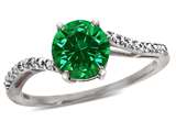 Tommaso Design™ Round 7mm Simulated Emerald and Diamonds Bypass Ring