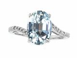 Tommaso Design™ Genuine Oval Aquamarine and Diamond Ring